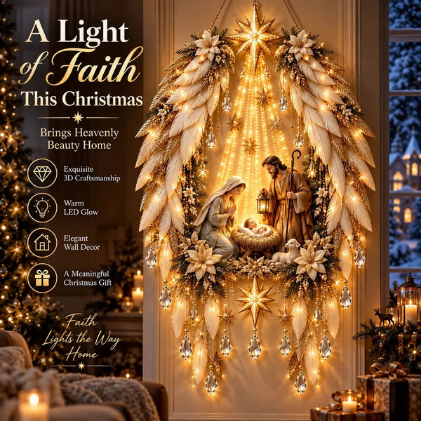Angel Wings Nativity Wall Light — Lighted Christmas Wall Décor