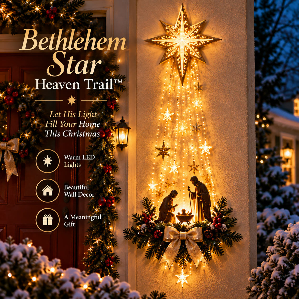 Bethlehem Star Nativity Wall Light — Lighted Christmas Wall Décor
