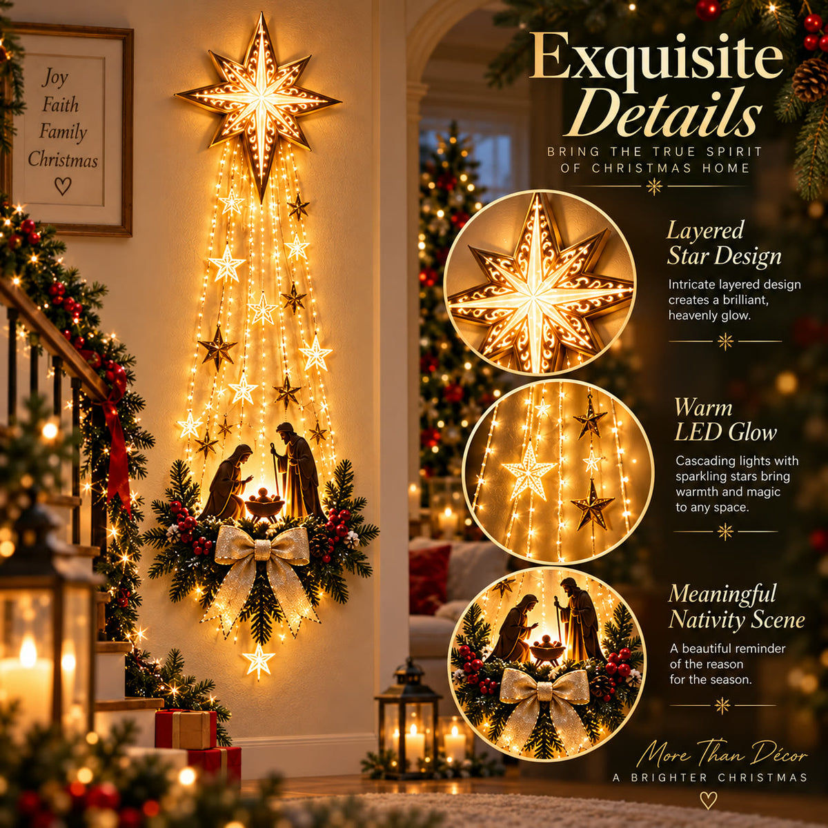 Bethlehem Star Nativity Wall Light — Lighted Christmas Wall Décor