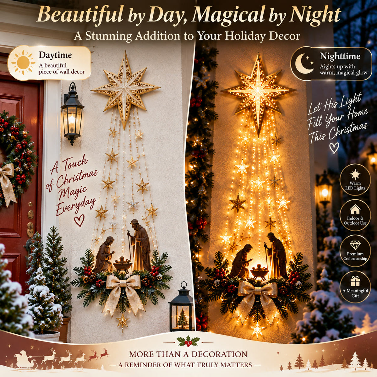 Bethlehem Star Nativity Wall Light — Lighted Christmas Wall Décor