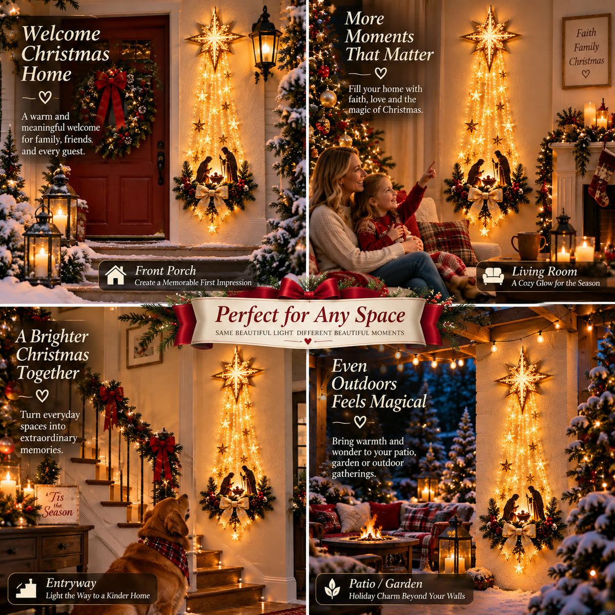 Bethlehem Star Nativity Wall Light — Lighted Christmas Wall Décor