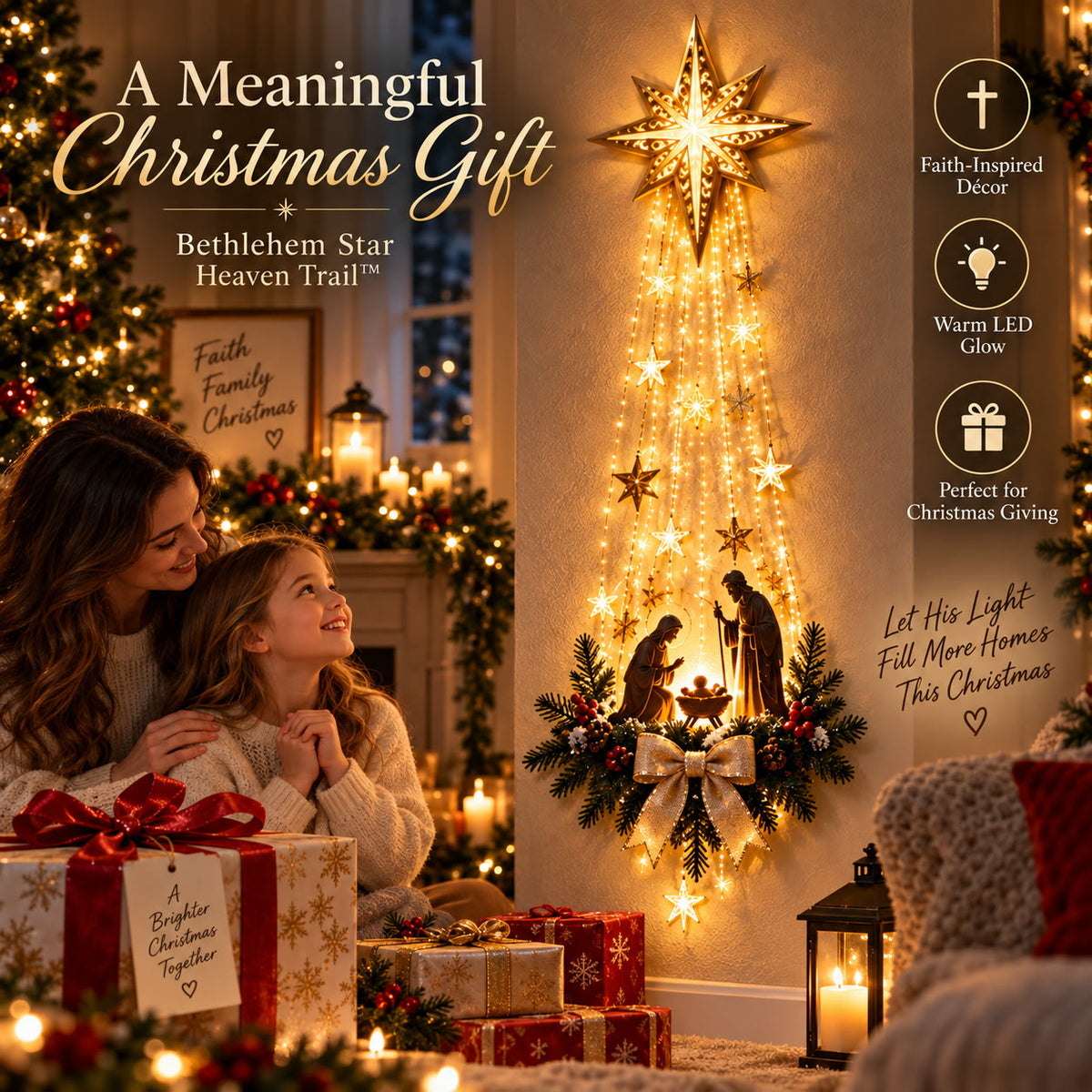 Bethlehem Star Nativity Wall Light — Lighted Christmas Wall Décor